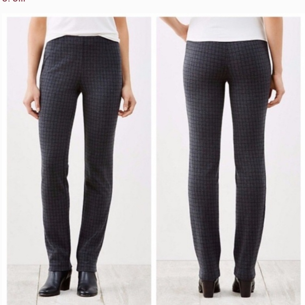 J.jill ponte knit slim leg windowpane pants
